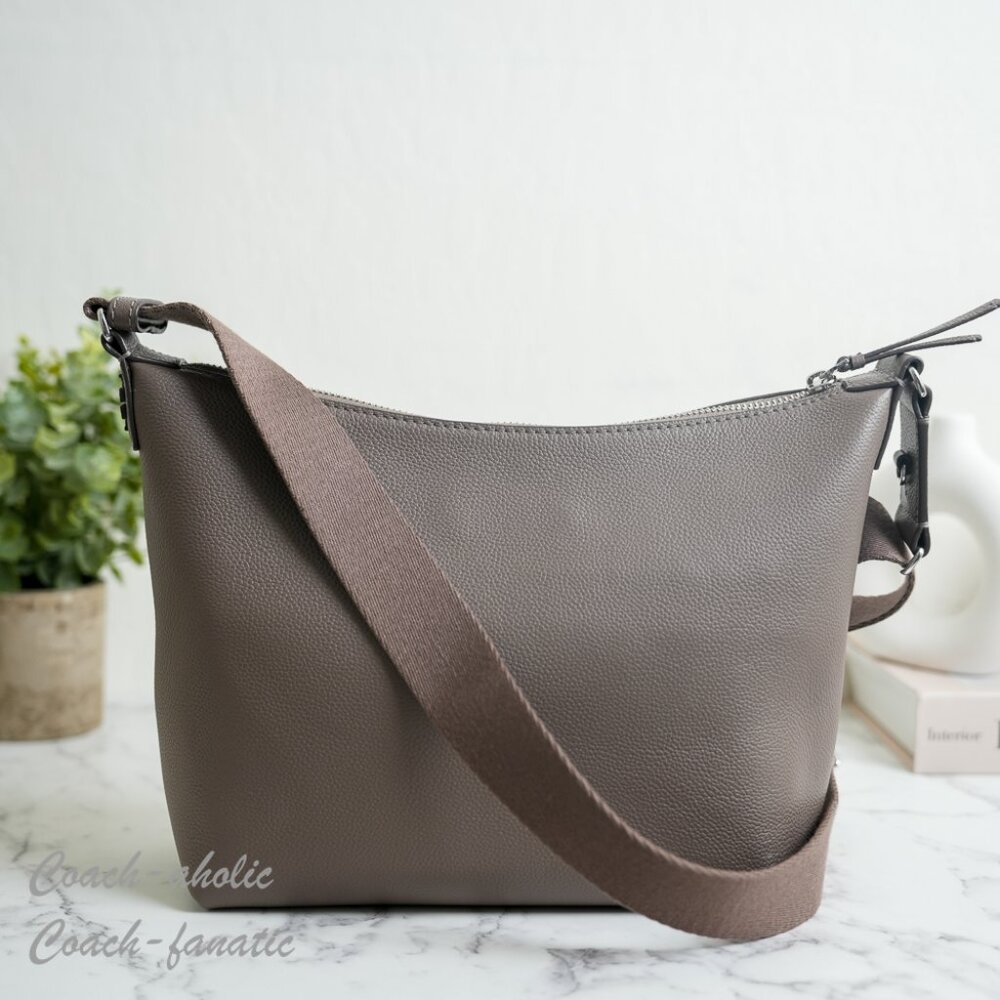 Tory Burch Thea Slouchy Crossbody Pebbled Leather in Wild Mushroom 177324 NWT